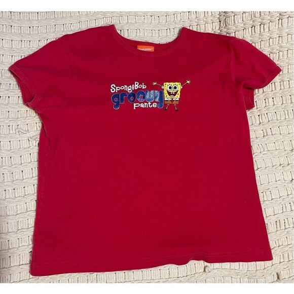 Vintage Nickelodeon Red Sponge Bob shirt sz Youth XL SpongeBob Groovy Pants - Picture 3 of 6